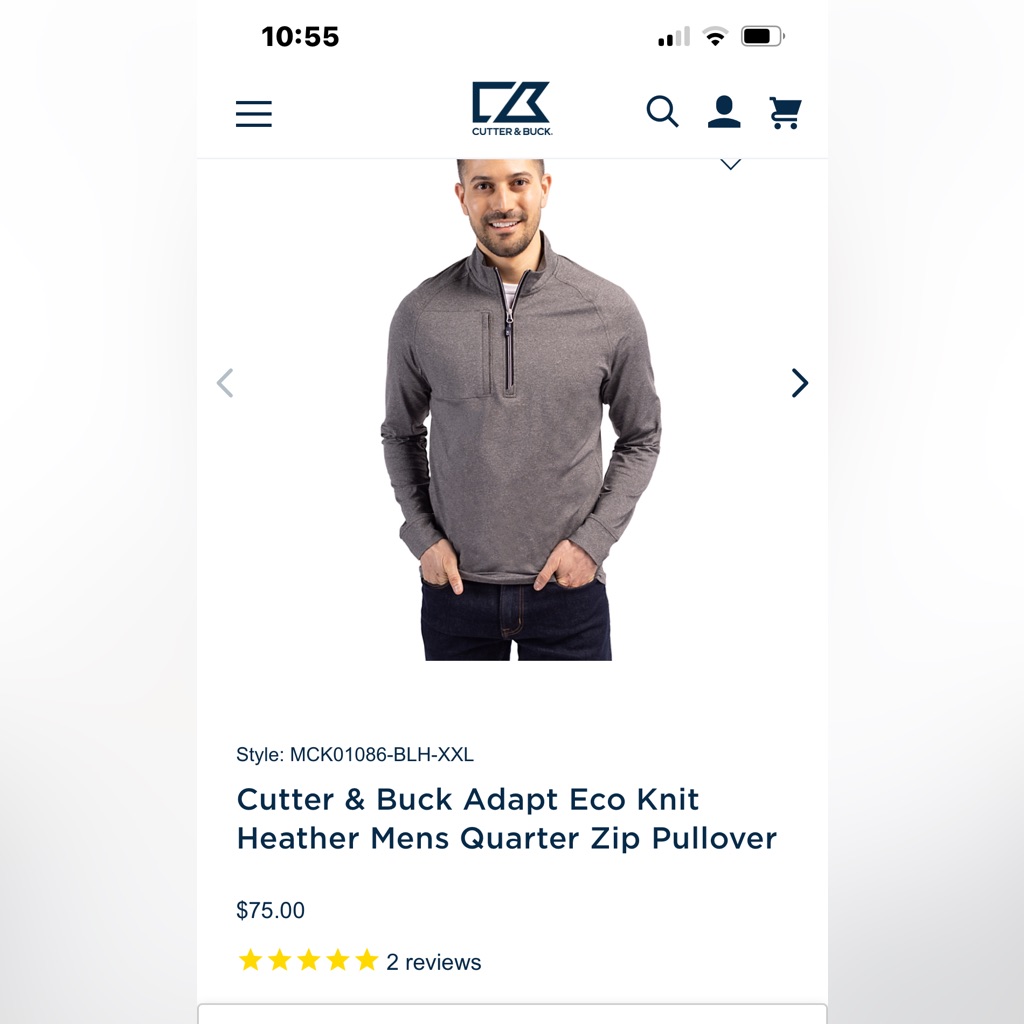 Cutter & Buck 3/4 Zip 100% Cotton Zip Brown And Grey Sweater Nwt Size 1x